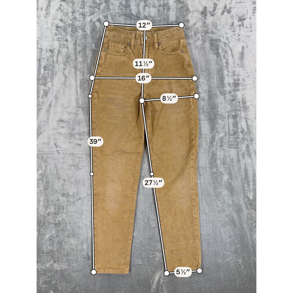 American Eagle Mom Straight Corduroy Jeans Women's Size 000 Tan Pants - Picture 7 of 8